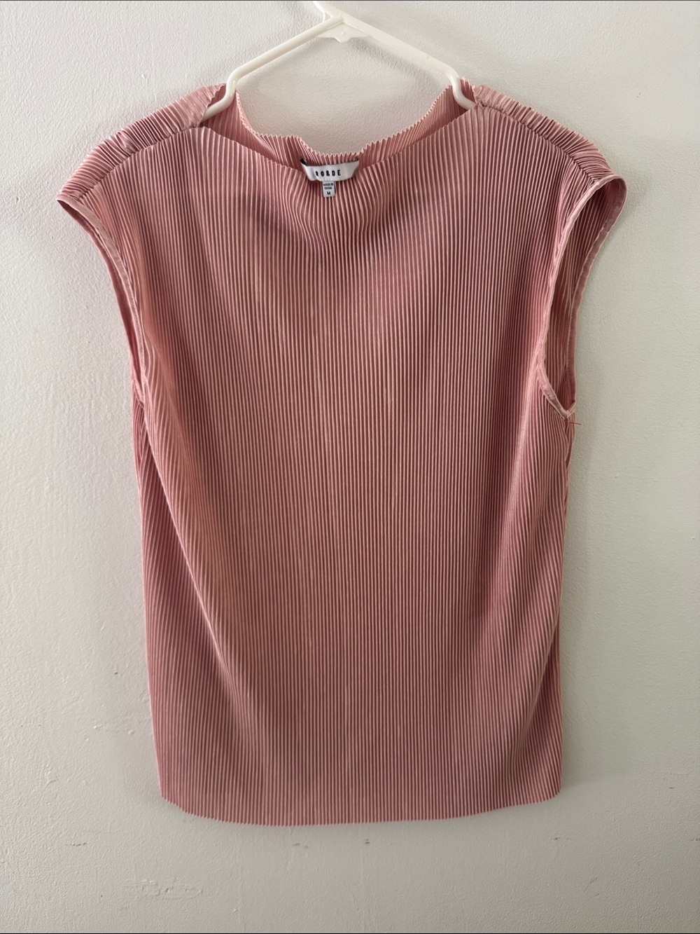 Ro&de Ribbed Pink Cap-Sleeve Tank Sz M